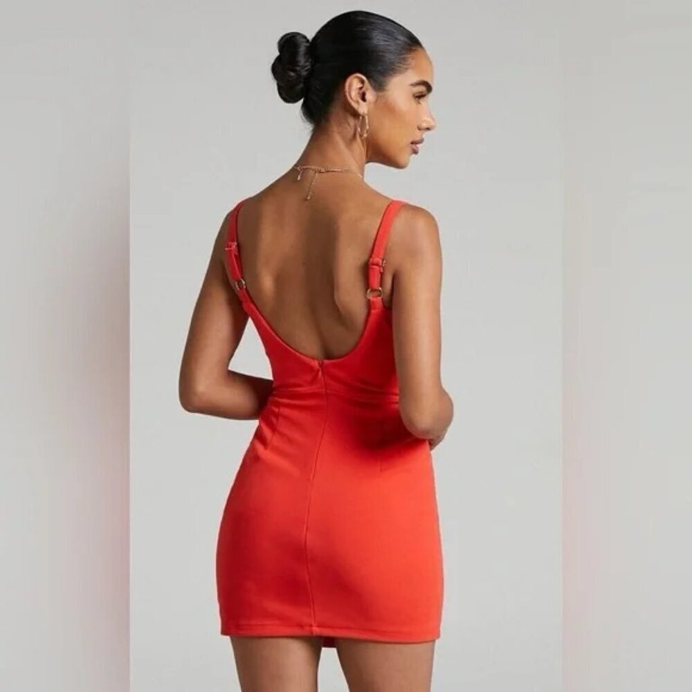 Runaway Womens Solace Mini Dress In Fire Red With Cut Out Size 6 US - Picture 7 of 8